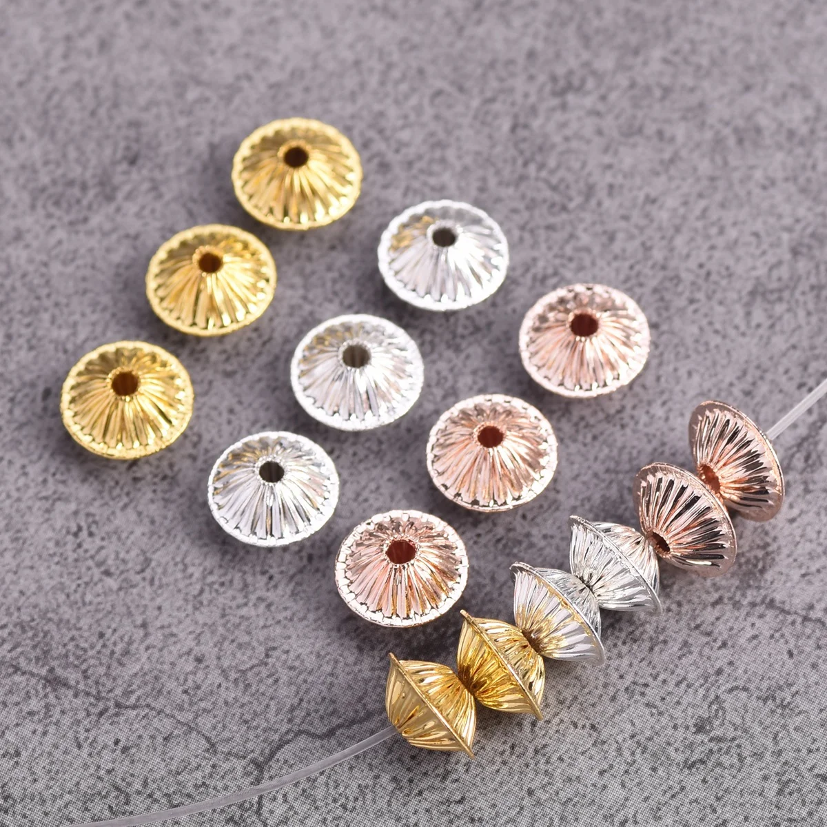 20pcs 6x10mm Hollow Rondelle Shape Gold/Silver Color Brass Metal Loose Spacer Beads For Jewelry Making DIY Findings