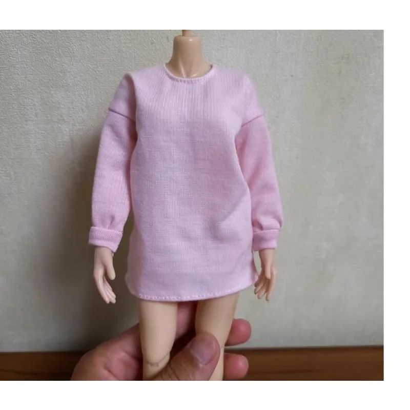 1/6 Scale Girls Pink Casual Leisure Long Sleeve Dress Skirt T Shirt Model for 12''Figures DIY Accessories