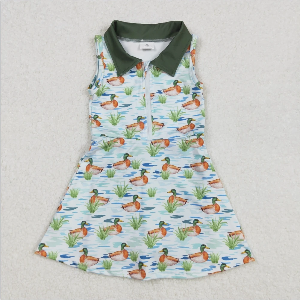 

New Hot Sale Baby Girls Swimsuits Mallard Duck Active Wear Athletic Boutique Kids Yoga Designer Clothes Girls Dress Set Toddler