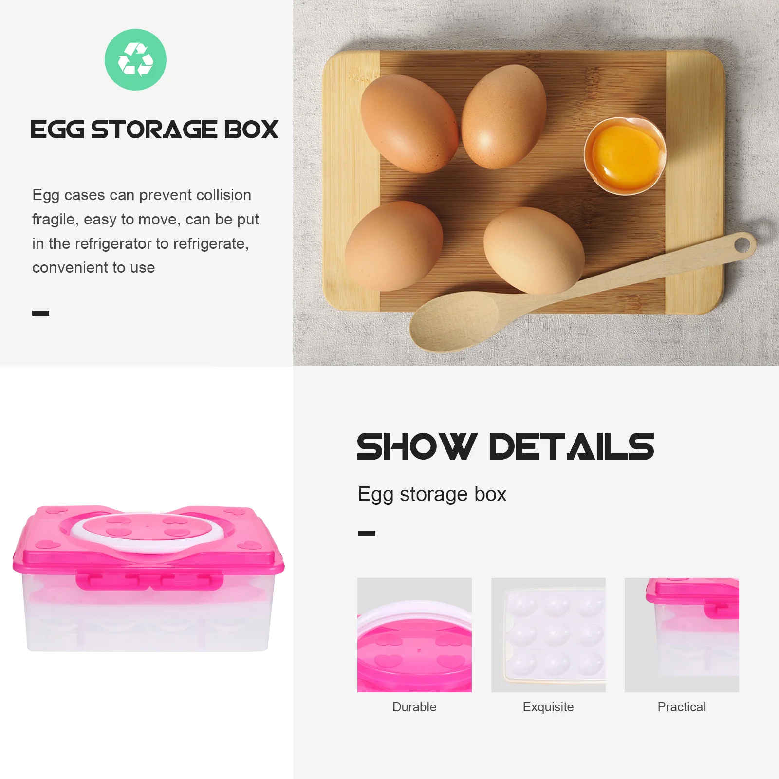 

Two-Layer Plastic Holder For Storage Box Refrigerator Cabinet Organizer Egg Holder Egg Container Case Tray