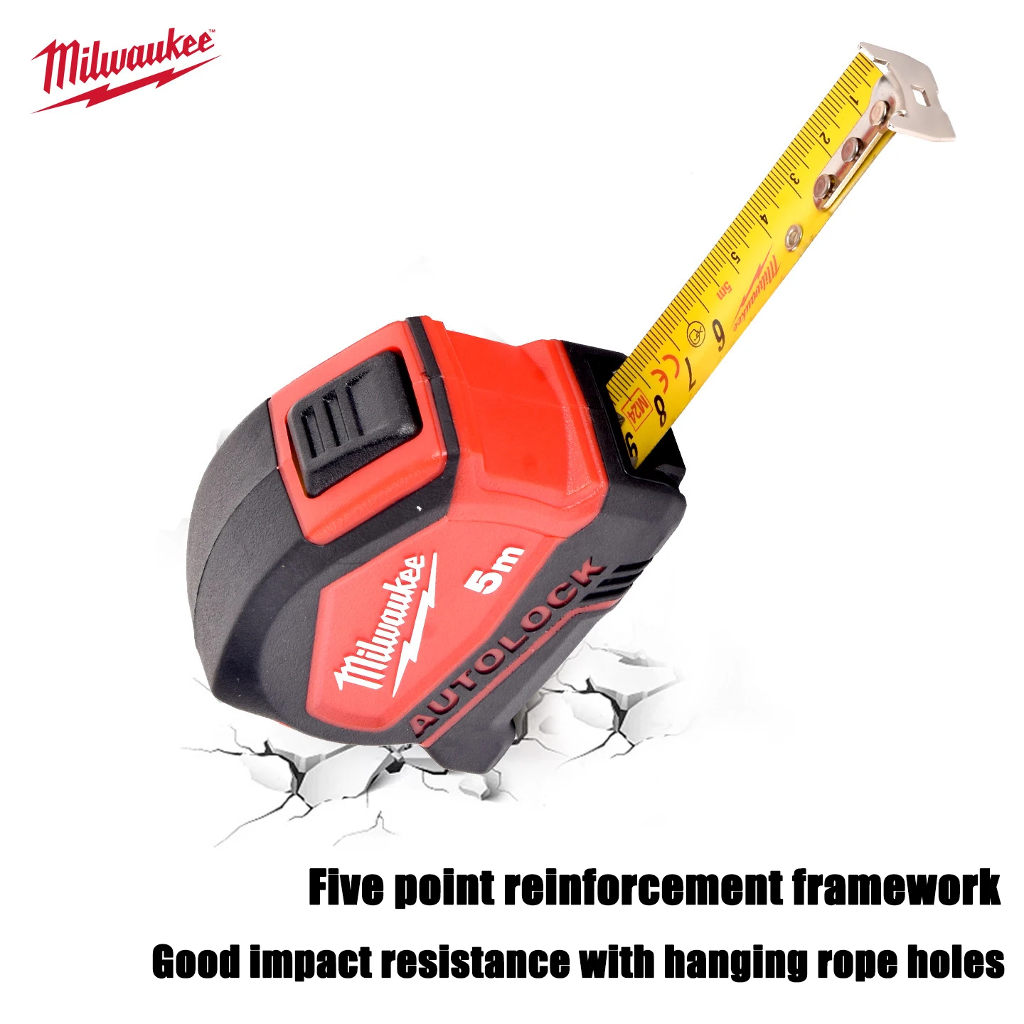 Milwaukee 5m und 8m selbstsichernde Maßbänder, hochpräzises Messwerkzeug für verstärkte Stahlspulen 48-22-6815/48-22-6818 – Detail 5