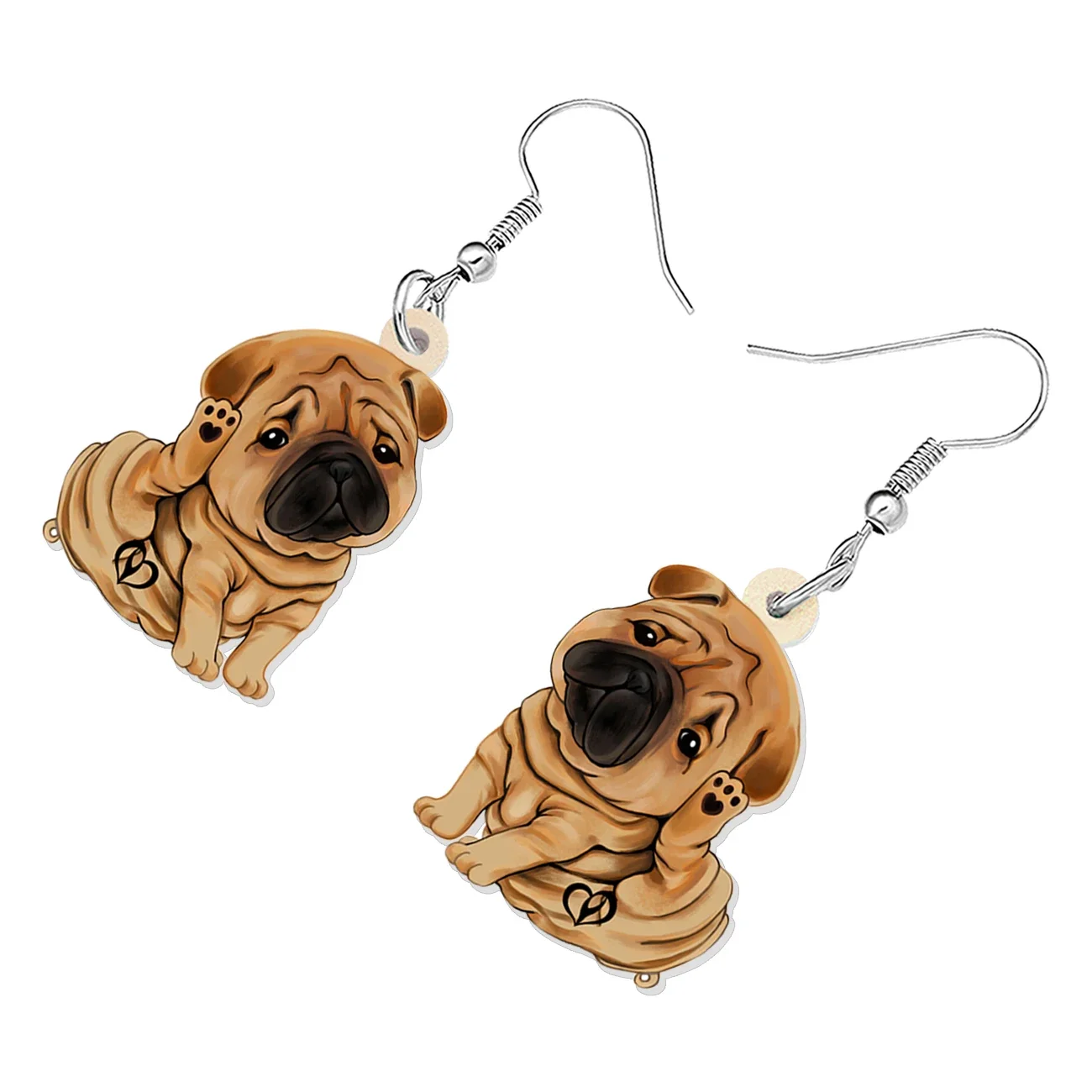 BONANY Acrylic Cartoon Funny Shar Pei Dog Puppy Drop Dangle Pets Earrings Jewelry Gifts For Women Girls Kids