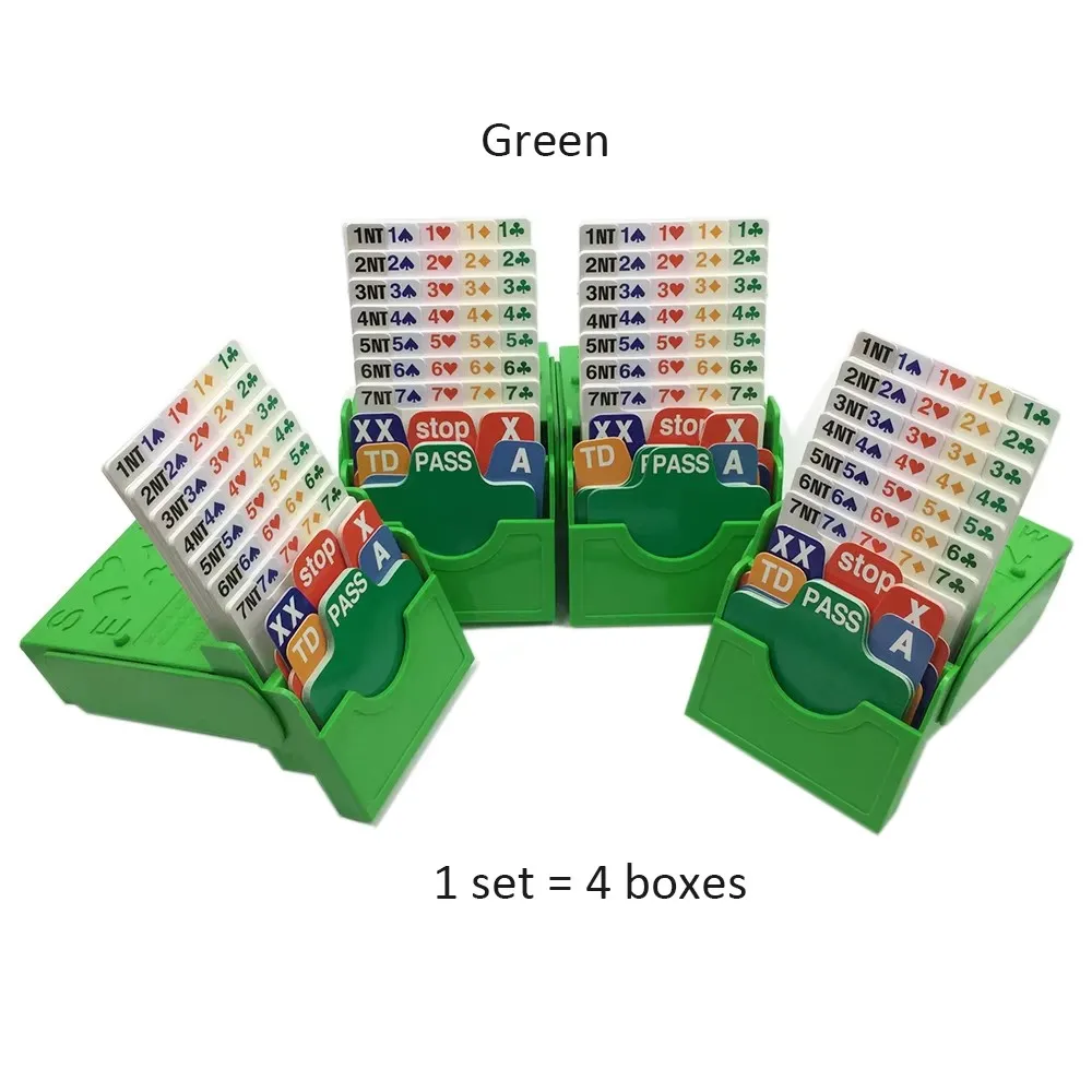 (Set of 4)  Green Bridge Bidding Box with Bridge Paper Playing Cards Bridge Partner Bidding Device Official In Tournment
