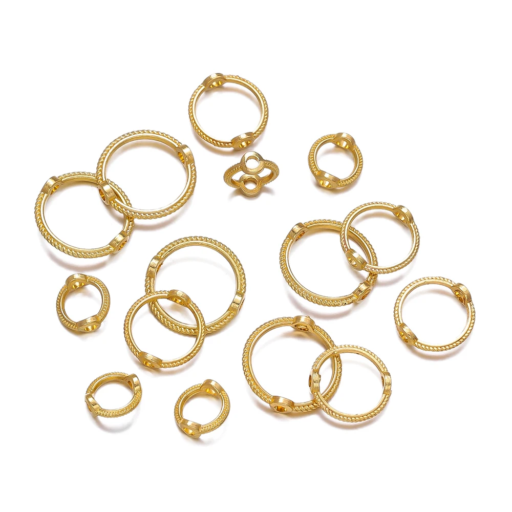 30-100pcs/lot Vintage Round Frame Connect Beads Frame Ring Through Hole Bead Circle for DIY Beading Jewelry Making Supplies