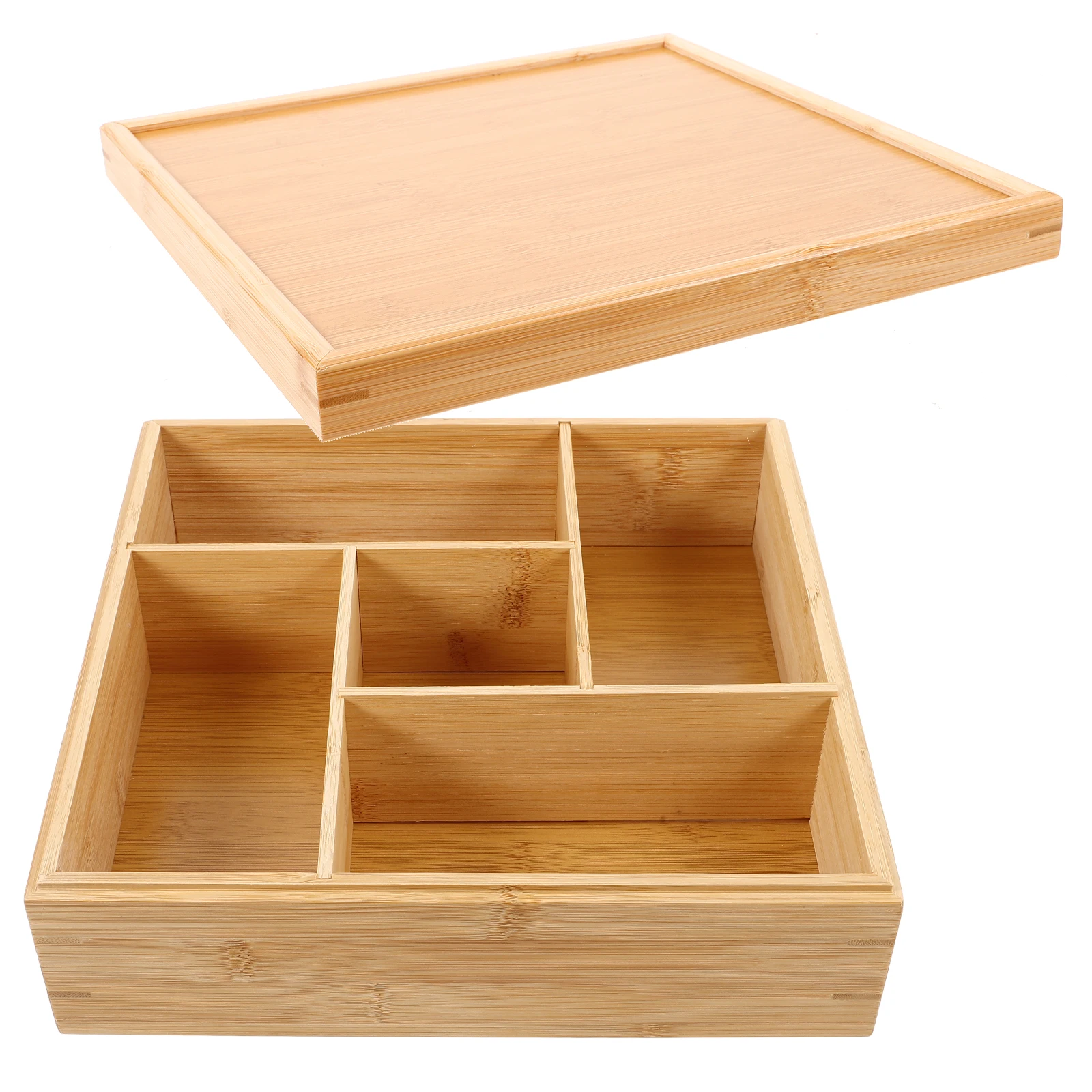 

Bamboo Candy Box for Snacks Nuts Dry Fruit Storage with Lid Divided Compartments Engagement Wedding Household Wooden Tray