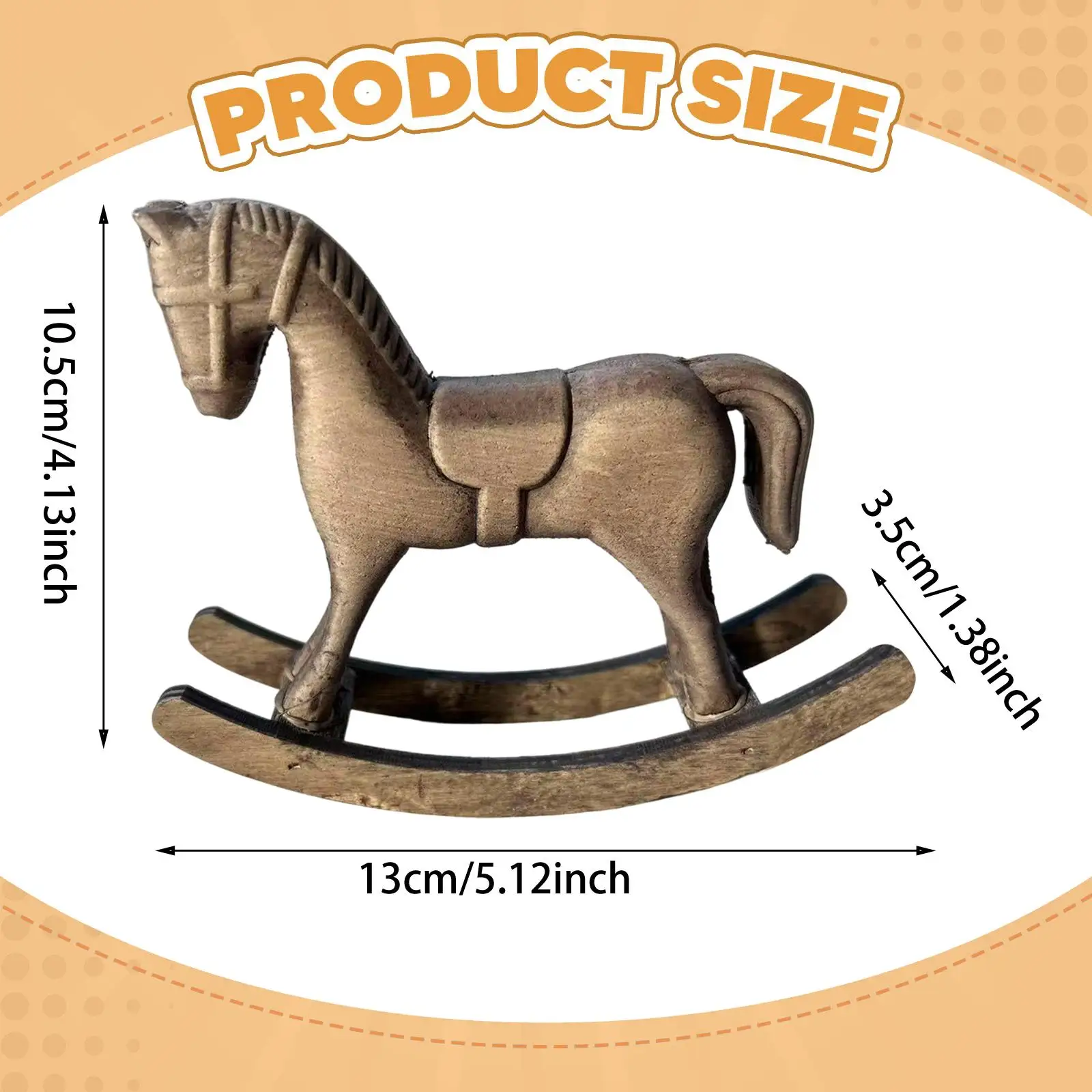 Wooden Rocking Horse Decoration Ornament Wooden Horse Statue Decoration for Living Room Bookcase Bedroom Desktop Parties view 6