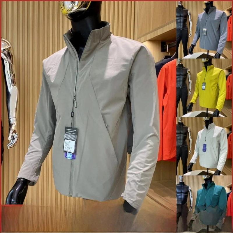 

Busin Series Windproof Waterproof Fce Lined Men's Soft ell Jaet Stand Collar Casual Outdoor Coat Zipper Closure