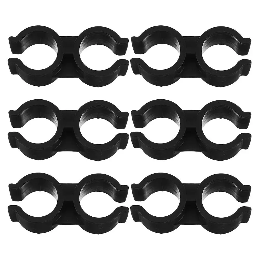 6Pcs Double Port Plastic Pipe Clamp Dual Head H-Design Multi-Function Connector for Water Pipe Repair Pole Mounting Shelf