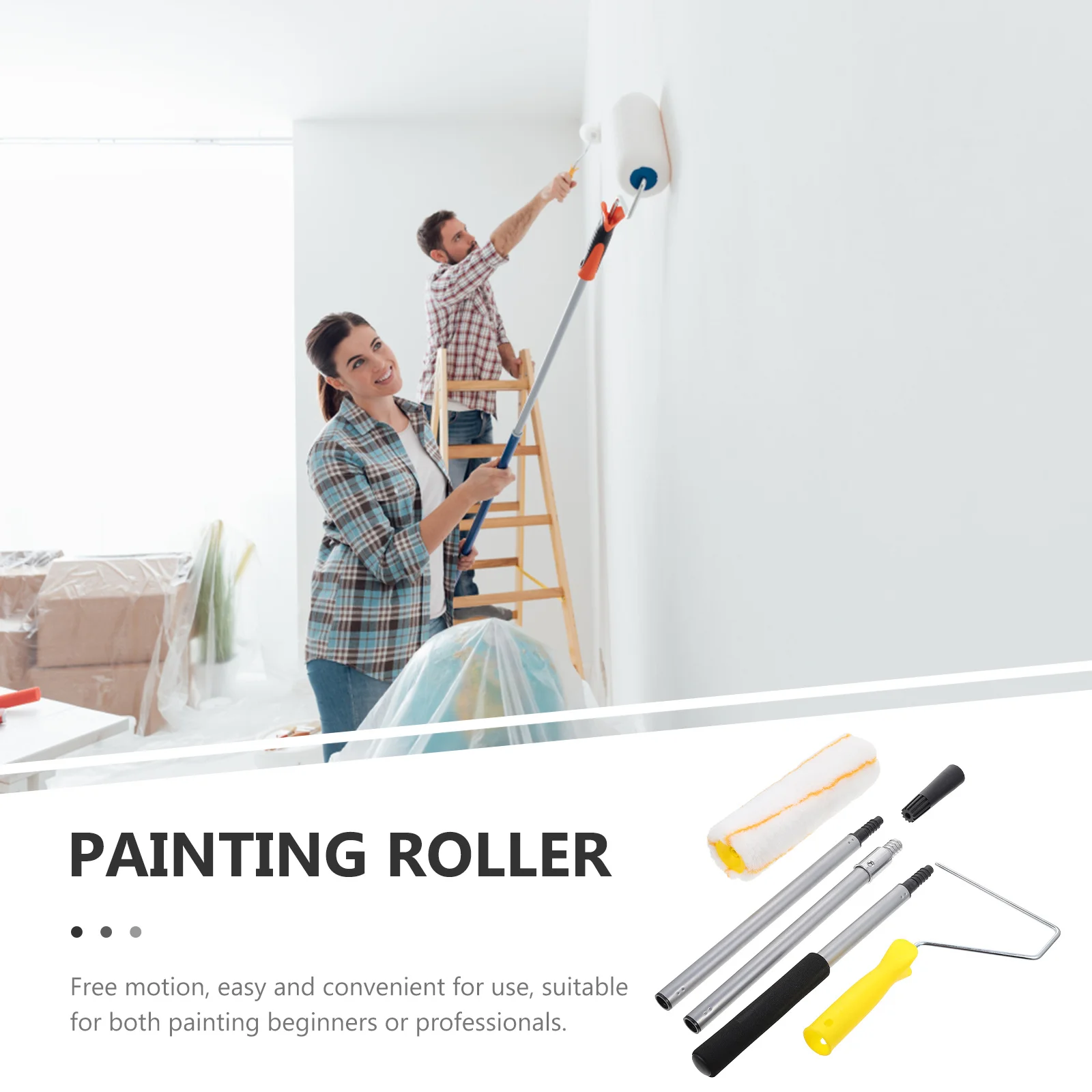 

Detachable Roller Brush Paint Rollers Professional Painting Convenient Long Handle Extendable Iron Plastic Material Wall Ceiling