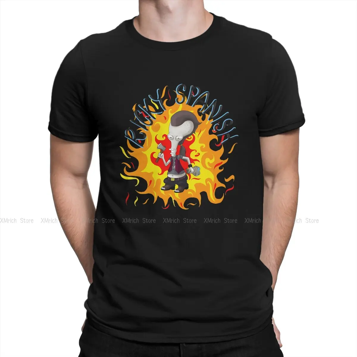 Flame Men T Shirts B-American dad Casual Tees Short Sleeve Round Neck T-Shirt 100% Cotton Gift Tops