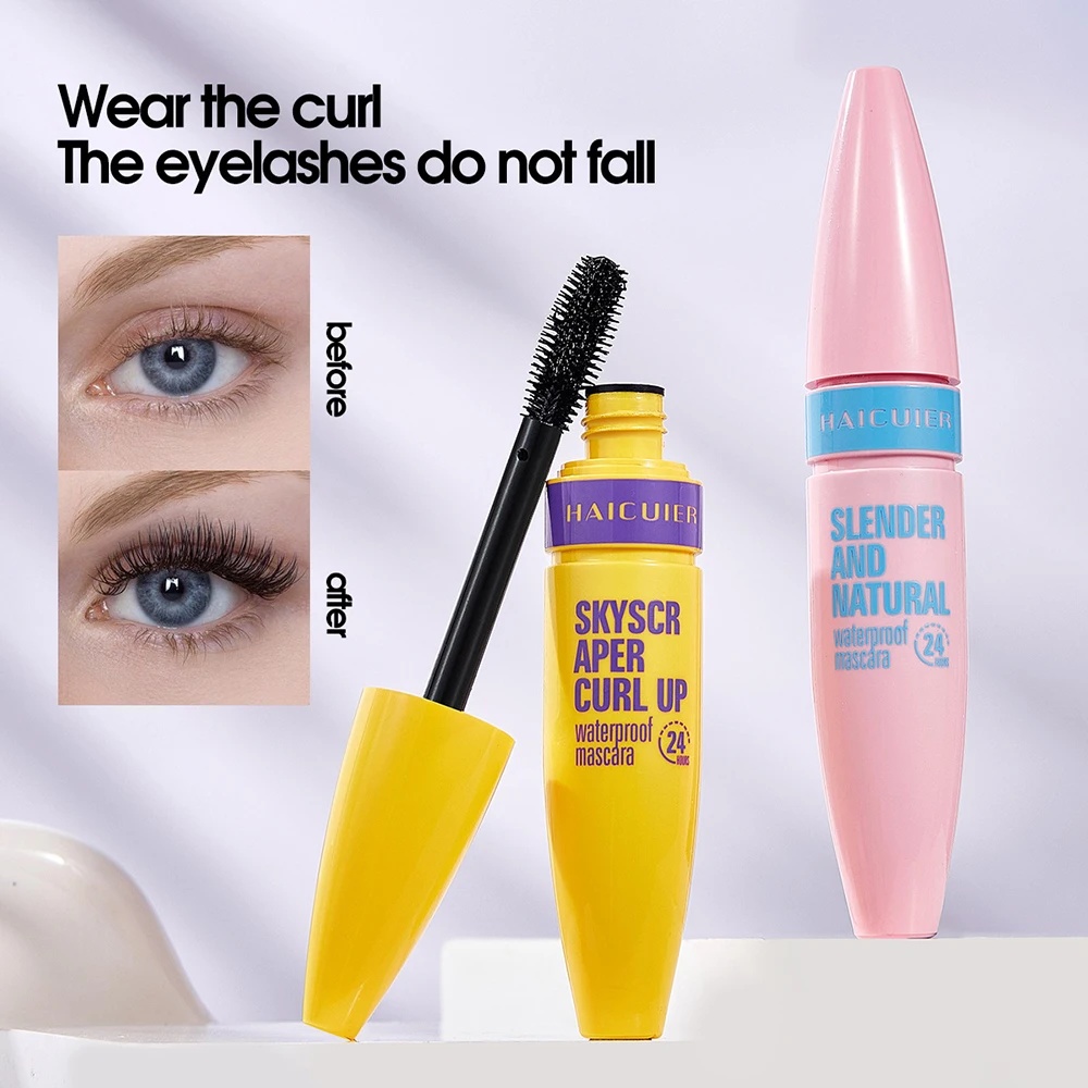 Slim Curly Thick Eye Black Mascara Thickening Lengthening Curling Waterproof Liquid Fiber Mascara Eye Makeup Cosmetics