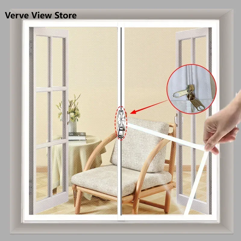 

Summer mosquito screen, encrypted fly and insect proof zipper curtain, non perforated self-adhesive screen curtain, customizable