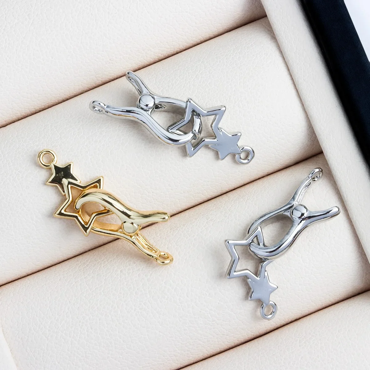 18K Gold Plated Glossy Star Clip Buckle Spring Press Buckle Necklace Sweater Chain Ending Buckle DIY Accessories