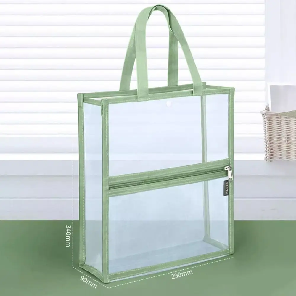 Zipper Style Transparent File Bag Transparent Material Waterproof Feature Double-layer Bag Handbag Style Double-layer Design