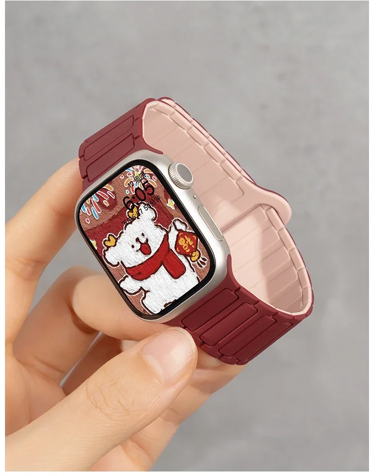 Silikonarmband für Apple Watch 46mm 42mm 49 45mm 41mm 44 40mm Magnetisches Band für IWatch Ultra 4/3/2 Series 12 11 10 9 8 7 6 SE 5 – Detail 11