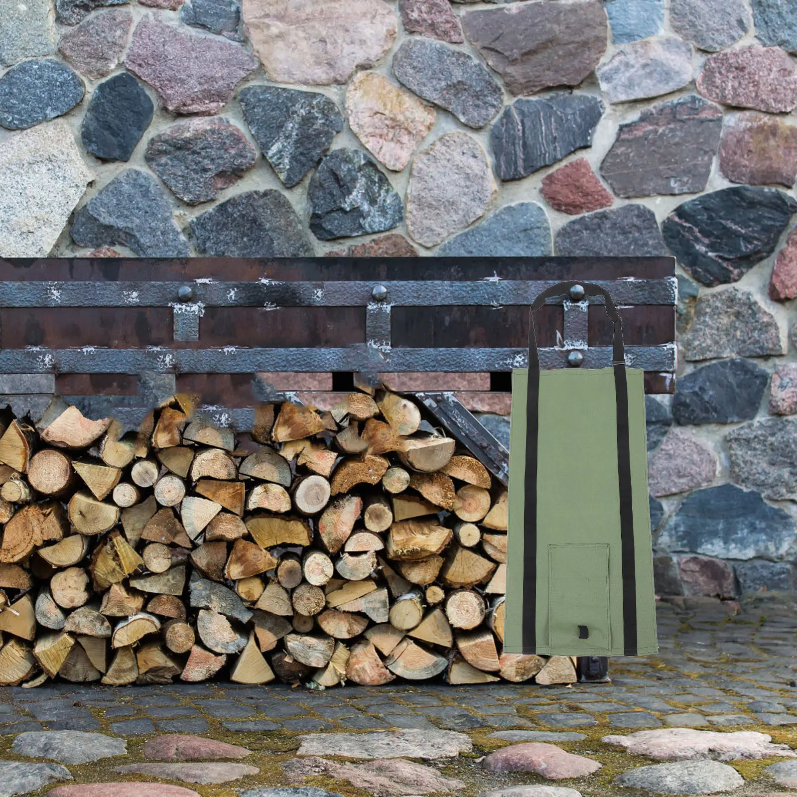 Heavy Duty Canvas Firewood Carrier Bag – Large Capacity Outdoor Log Tote, Scratch Resistant & Durable