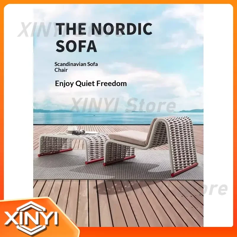Custom Outdoor Leisure Sofa for Villa Balcony Single Aluminum Alloy Chair for Home Pastoral Design with Cushion Outdoor