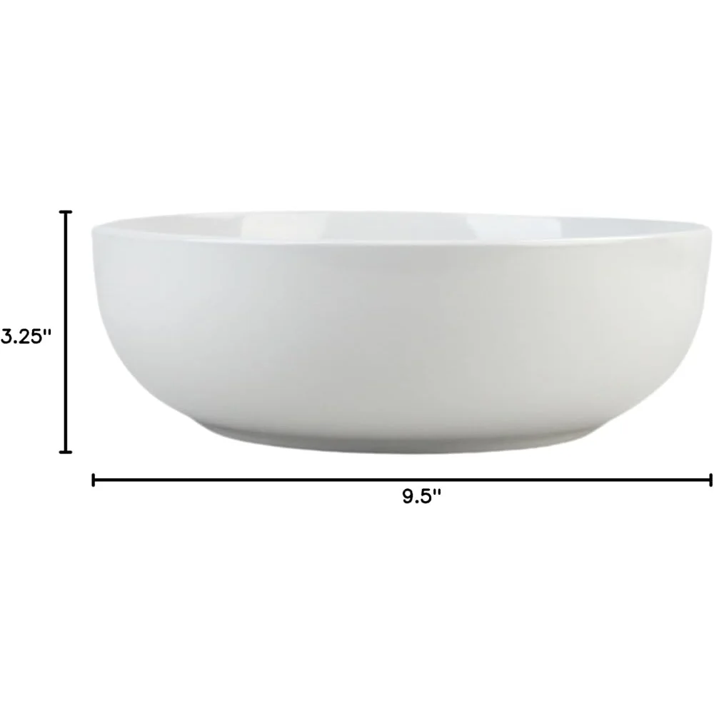 وعاء تقديم من الخزف الحجري المتين 70 أونصة على شكل كوبيه فرن ميكروويف آمن للاستخدام في غسالة الأطباق أواني طعام أنيقة 9.5 بوصة تصميم كلاسيكي