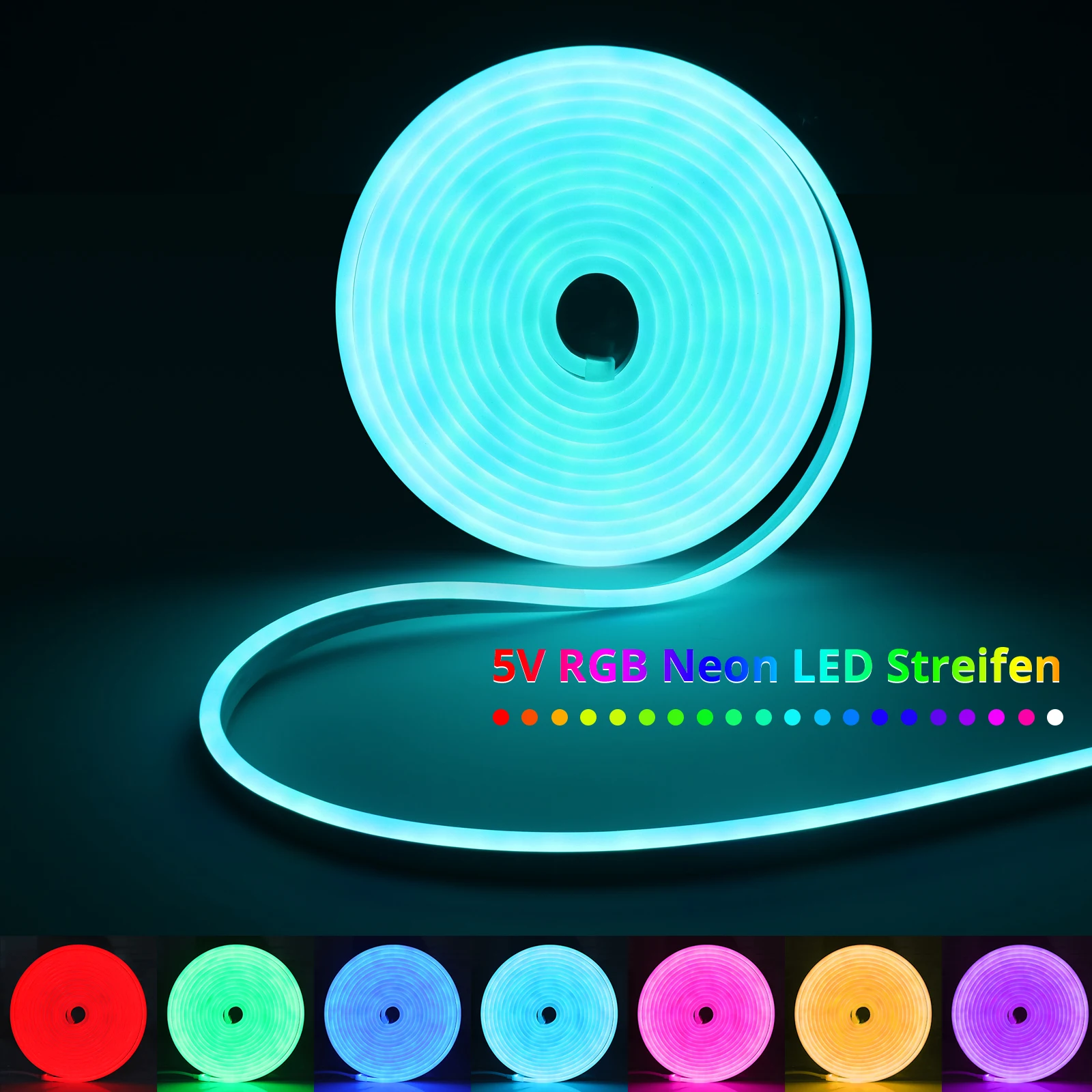 RGB Neon LED Strip DC5V WiFi Neon RGB Strip 1M 2M 3M 4M 5M Work With Tuya App Smart Life/Alexa for TV Home Decor Lighting