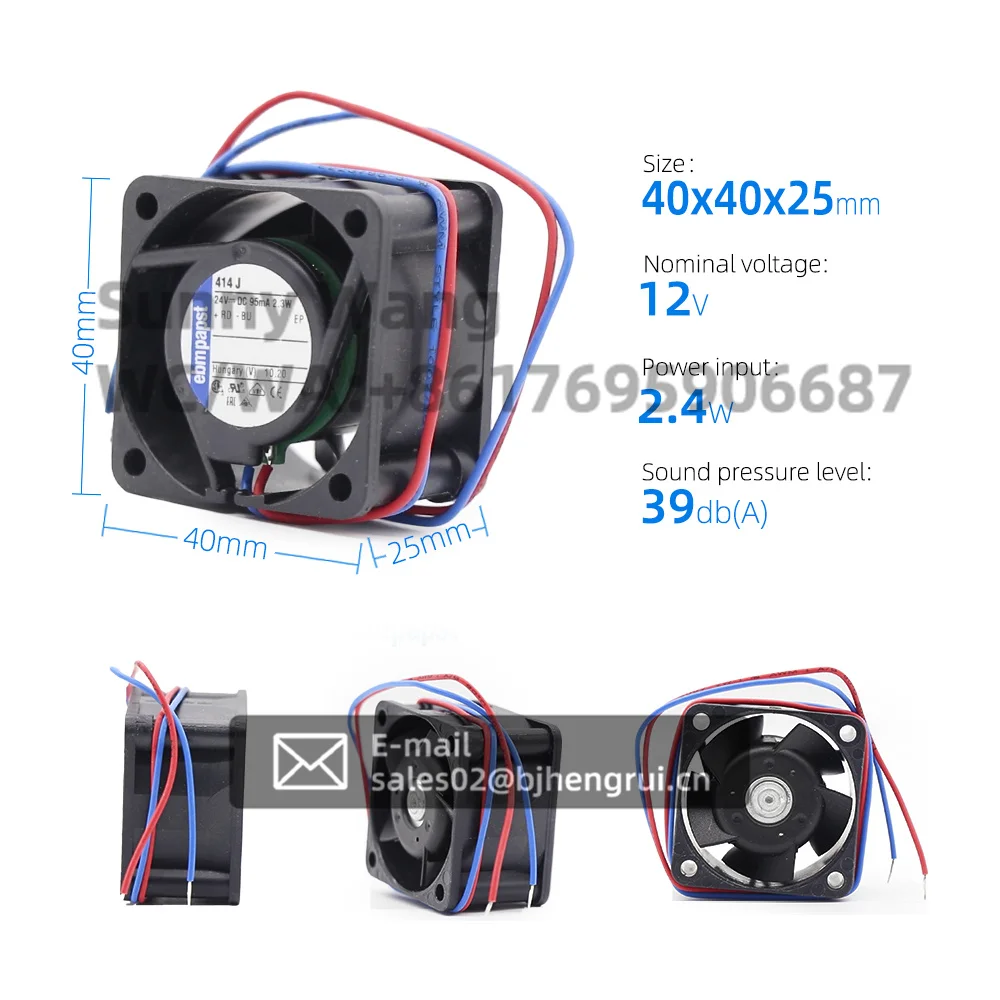 ebmpapst 414J 24V DC 40x40x25.4mm 11.4 CFM 0.1A Compact Cabinet Axial Cooling Fan for Frequency Converter