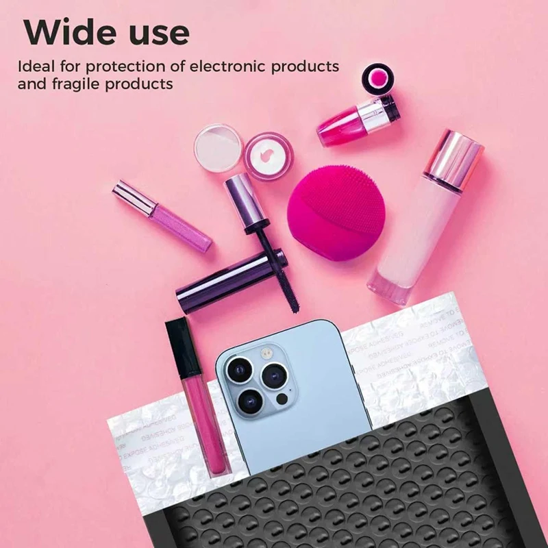 Super Sale 50PC Bubble Mailers 23X18cm, Black Self-Sealing Padded Shipping Envelopes, Waterproof Cushioned Mailers