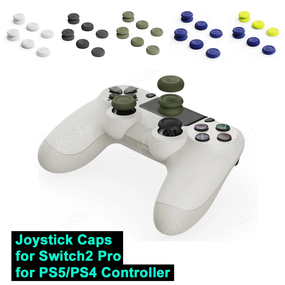 6 Buah Tutup Joystick untuk Switch 2 Pro untuk Pengendali PS5/PS4 GamePad Silikon Antiselip Pegangan Jempol Ergonomis Aksesori Gaming