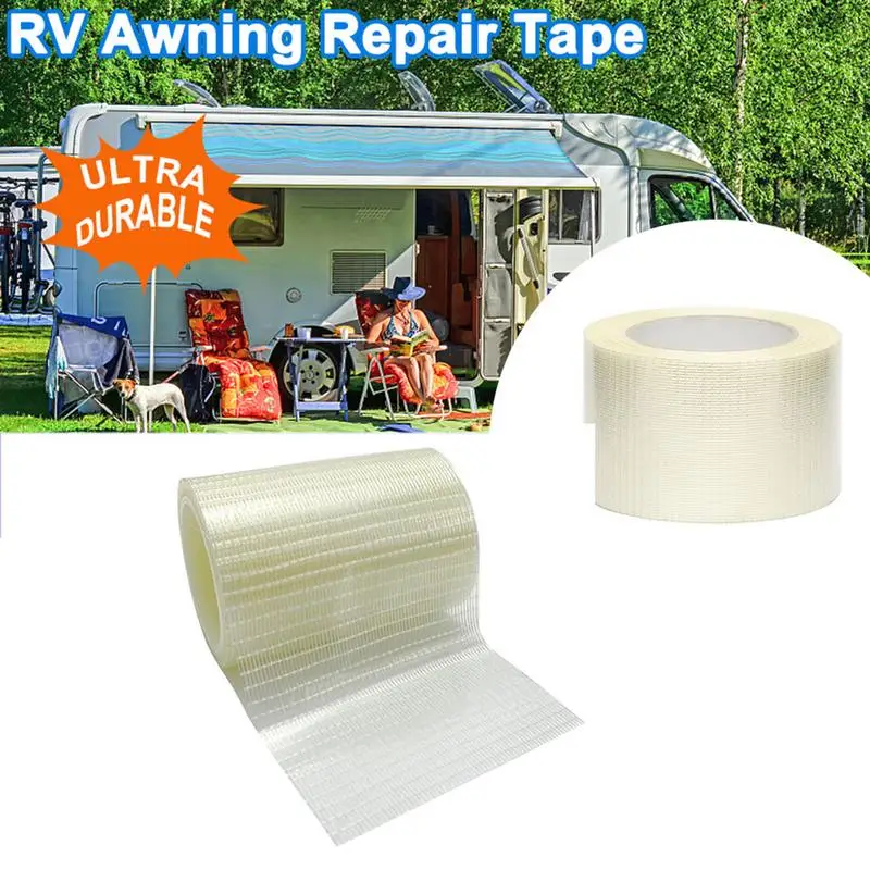 RV Awning Repair Tape, Fiberglass Filament Tape Patch Tape Waterproof Tear Resistant Awning Repair Tape for Awnings Tents