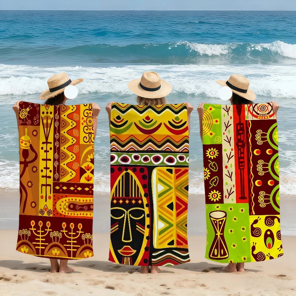 African Patterns Mysterious cool ethnic style Soft Beach Towels Quick Dry Pool Towel for Travel Gym bathing Spa Camp sport Gift
