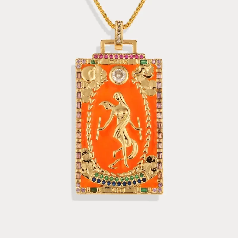 Justice TAROT Necklace Cross-border Europe and The United States Hot Electroplated Gold Color Tarot Pendant Jewellery Set 2024 image 3