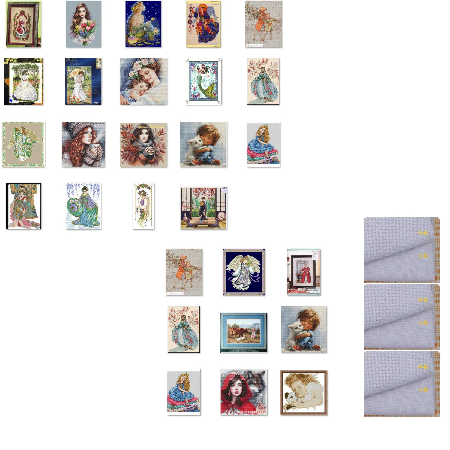 

Embroidered cross stitch special fabric made of pure cotton white Cross Stitch Set Mother and Child Embracing Holly Tree