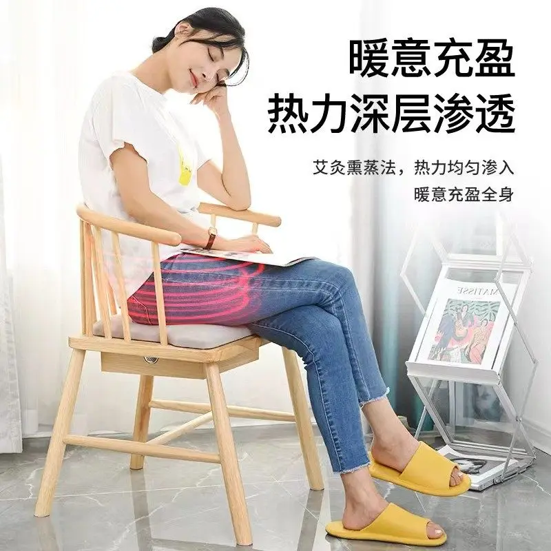 Solid wood seat sitting moxibustion fumigation bucket instrument stool smoking household smokeless chair with cushion
