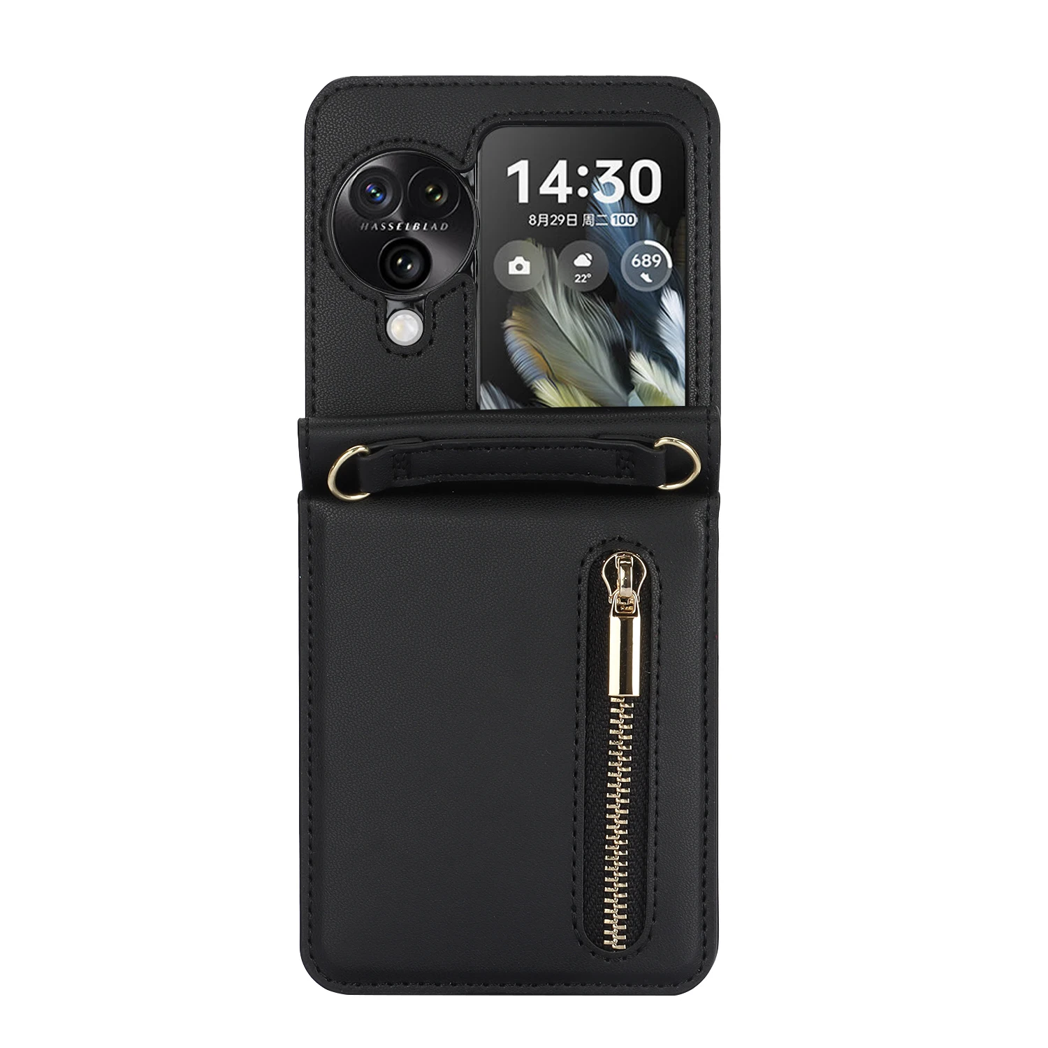 Leather Card Slot wallet Phone Holder Zipper Wallet Bag Crossbody Folding Cover For Oppo Find N3 N2 Flip shockproof Phone Case