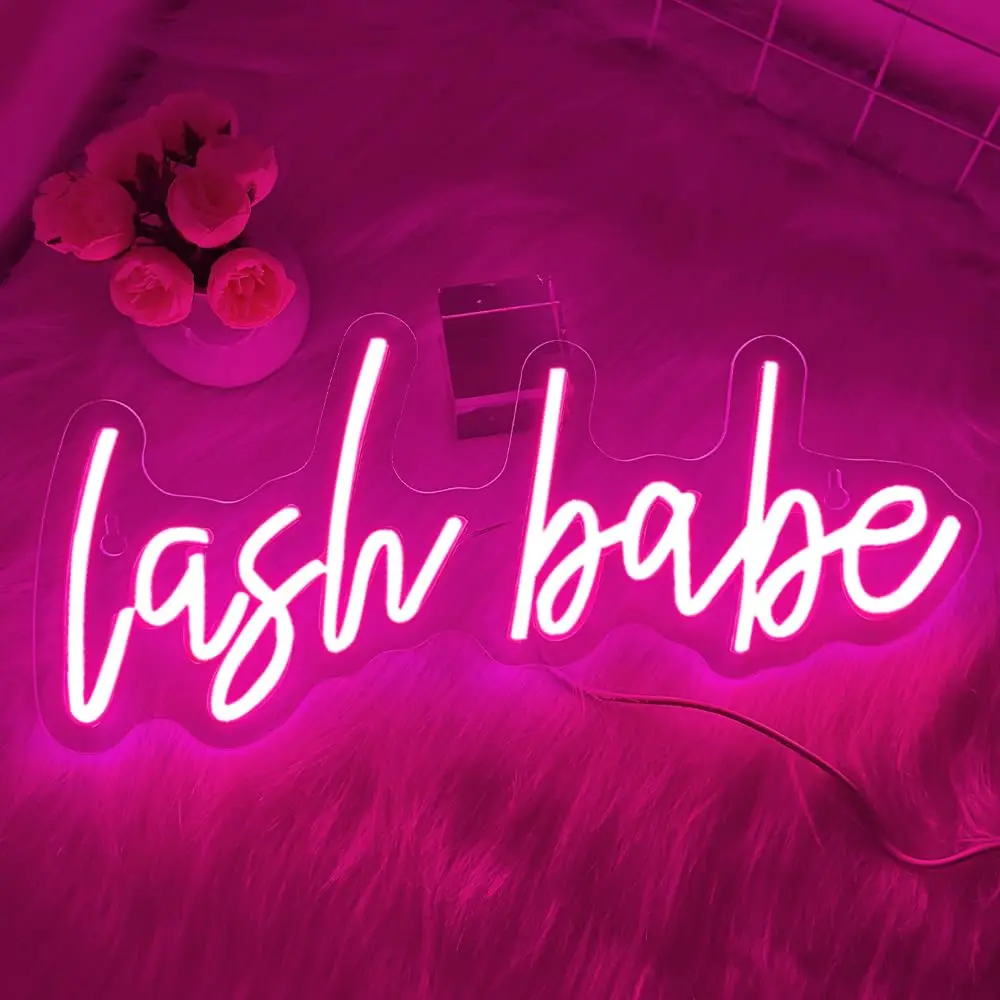 علامة Lash Babe Neon رموش جميلة لديكور غرفة الرموش، لصالون الرموش، غرفة التجميل، شريط شعر الأظافر، هدية للفتيات