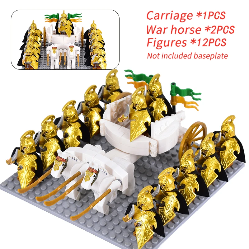 Movie Medieval Elf Chariot Soldiers Army lotr Action Figures Mini Bricks Assemble Building Blocks MOC DIY Toys for kid gifts