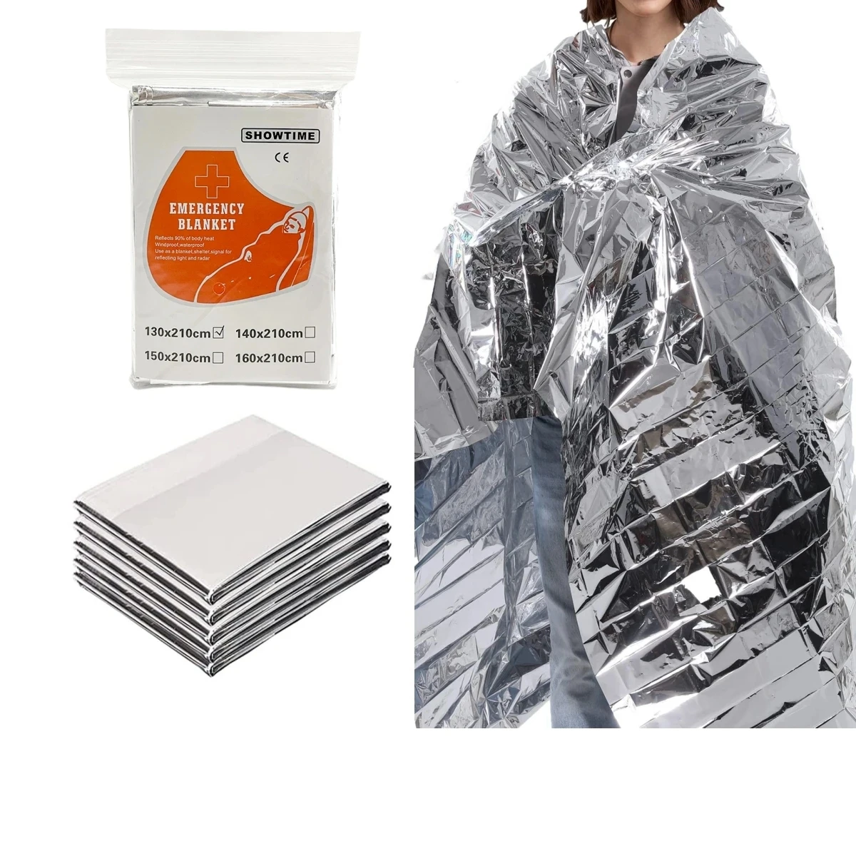 Sliver Emergency Blanket Survival Ourdoor Thermal Rescue For Camping Hiking Travel First Aid Windproof Waterproof Foil