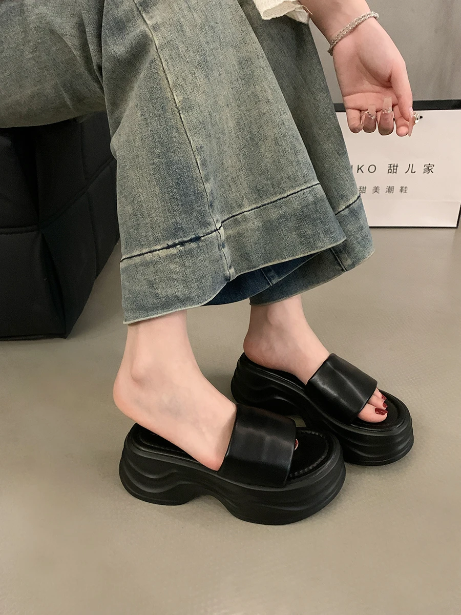 Kasual berjalan Platform loafer sandal nyaman desainer tinggi sandal untuk wanita Zapatos De Mujer slide Non-slip tren