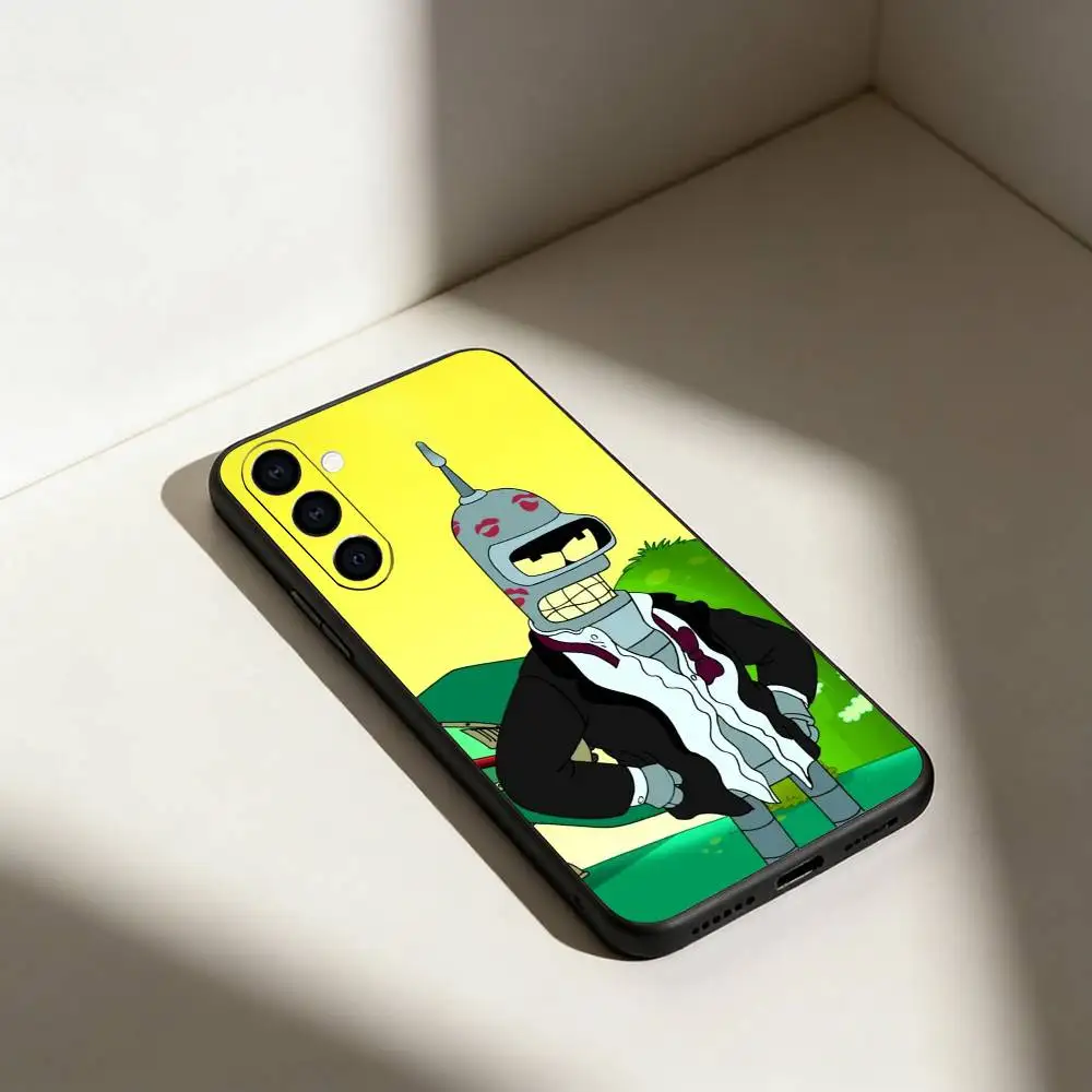 حافظة هاتف F-Futurama B-Bender لهاتف سامسونج جالاكسي A91,80,73,72,71,53,52,32,31,22,21s,20، حافظة سوداء ناعمة