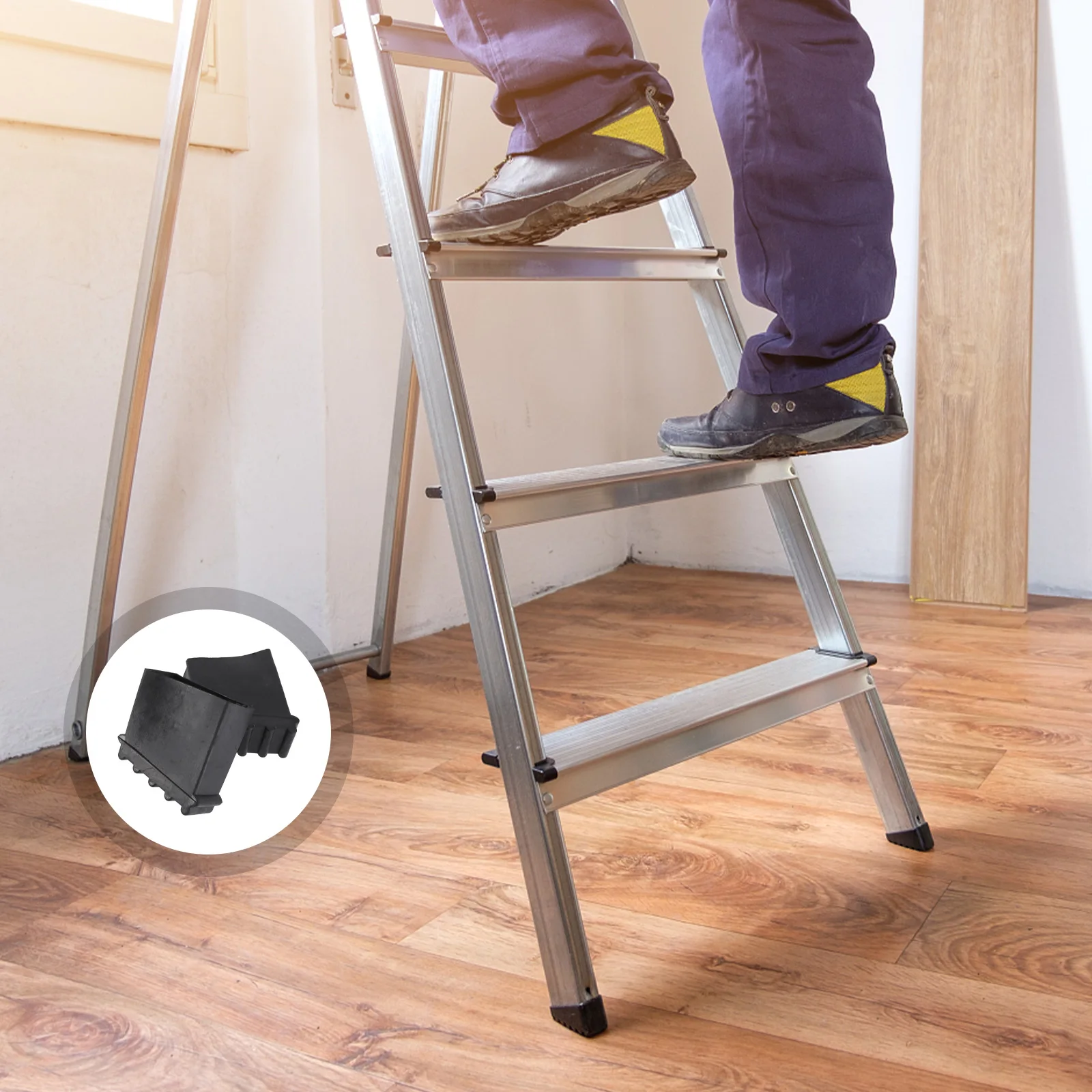 2 Pcs Ladder Protective Covers Rubber Feet for Ladder Replacement Durable Wear-resistant Construction Safety Pads