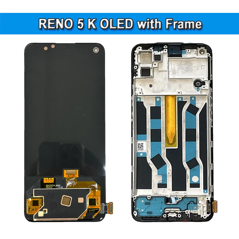 6.43'' AMOLED For OPPO Reno 5K LCD Display Touch Screen Digitizer For OPPO Reno5 K PEGM10 LCD With Fingerprint Replacement Parts