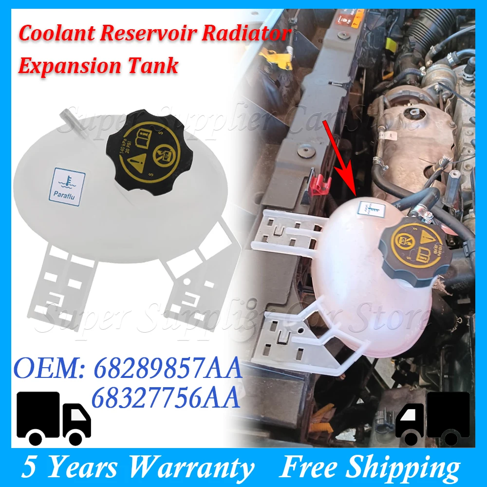 

New Coolant Reservoir Radiator Expansion Tank & Cap For Jeep Compass 2017-2022 For Jeep RENEGADE 68289857AA 68327756AA 53331946