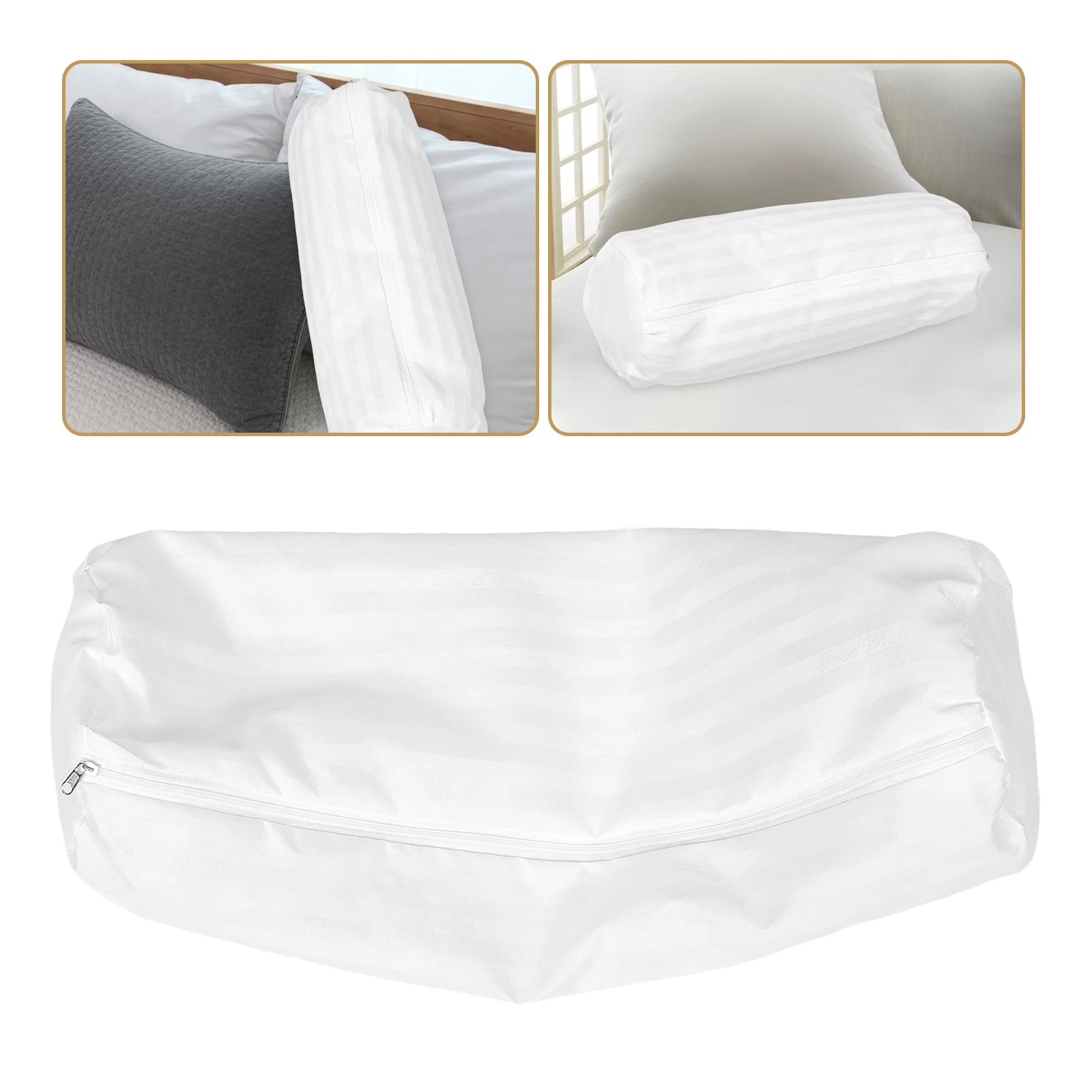 

Round Pillow Cover Cylindrical Liner Soft Breathable Removable Inner Case Hidden Zipper Easy Clean Sofa Decorative Throw Neck