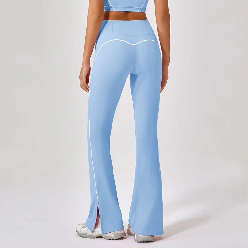 Women Gym Flared Yoga trousers High Waist Casual Tight Leggings Fitness Workout Outdoor Sports Open Fork Bell Bottom Pants