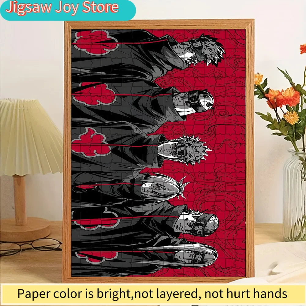 

High Quality Paper Jigsaw Puzzle Anime Six Paths of Pain in Akatsuki Red Cloud Cloaks on Red Swirl Background Vivid Color Printe