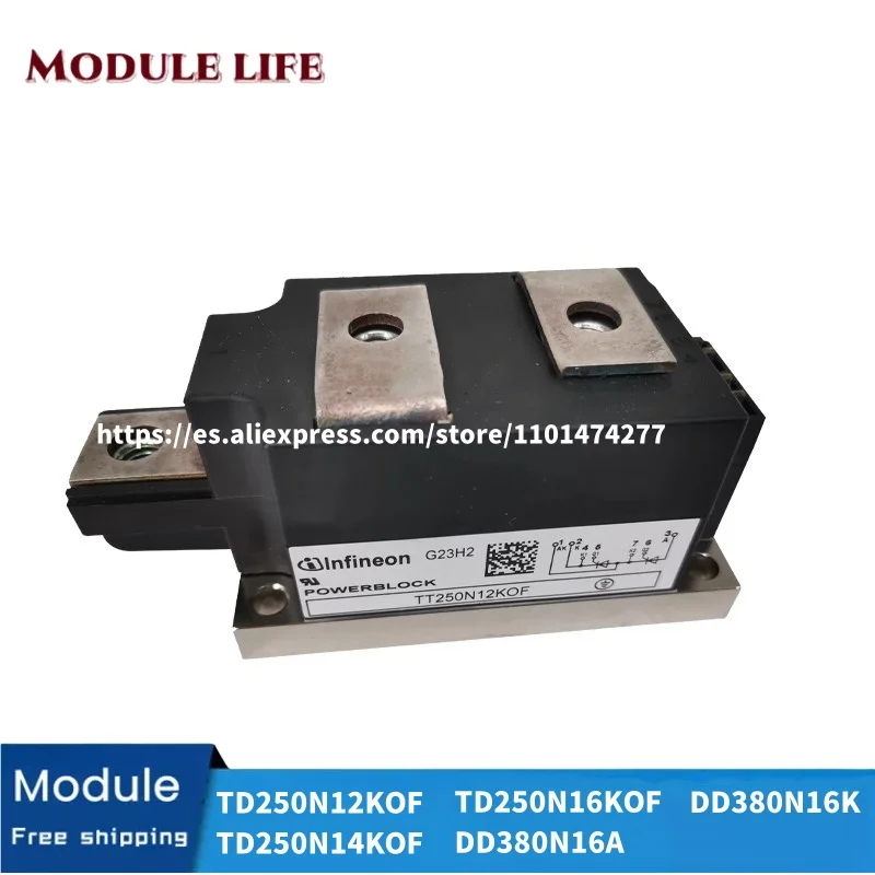 

TD250N12KOF, TD250N14KOF, TD250N16KOF, DD380N16A, DD380N16K,New original module