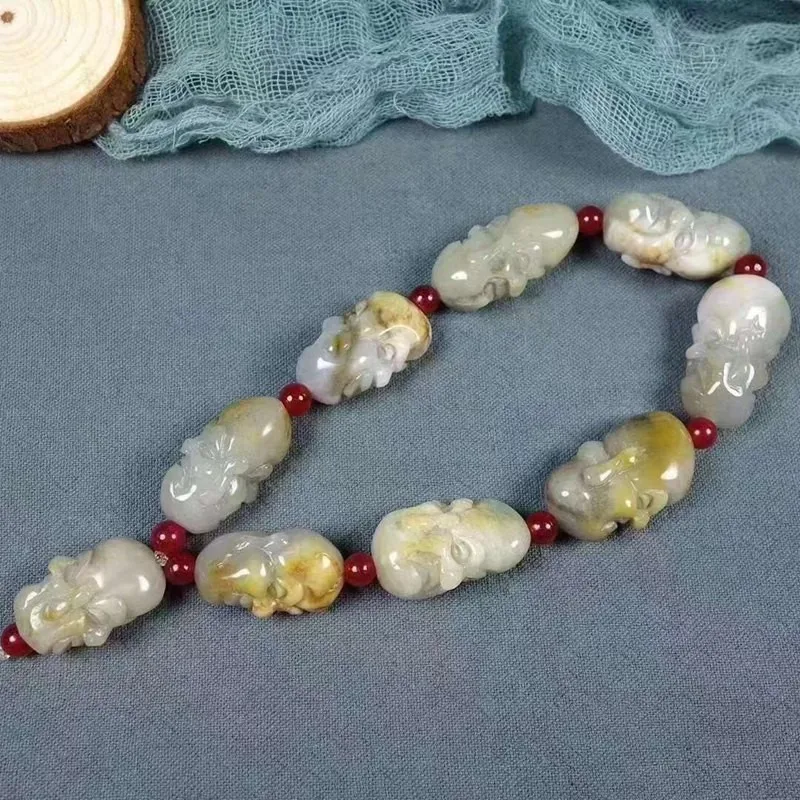 Chain Natural Hotan Seed Material With Skin Jade Crafts Luo Han Handheld