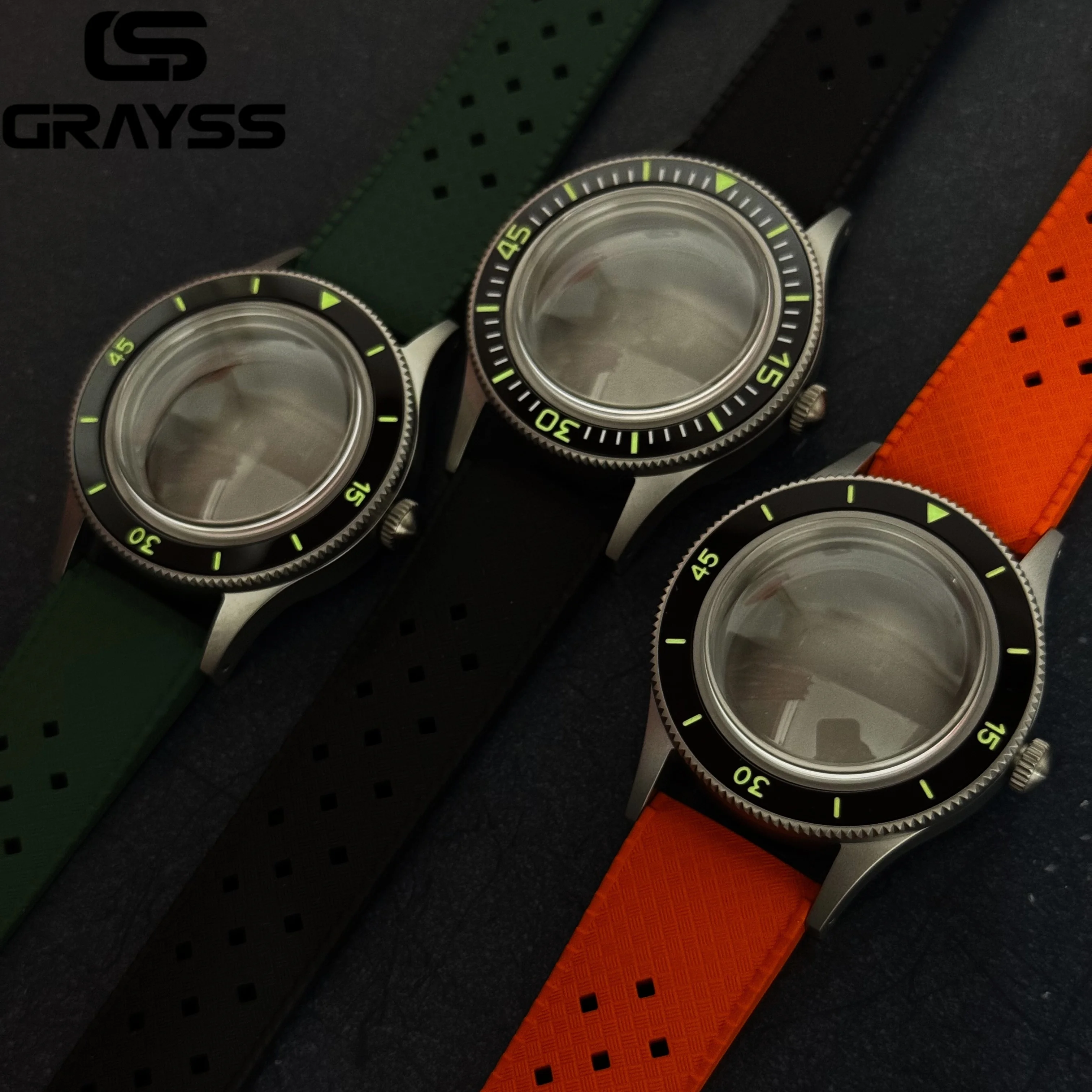 Корпус часов FATHOS с пескоструйной обработкой, резиновый ремешок с пузырьками и сапфировым стеклом C3 Super Lume Bezel Dive для NH34 NH35 NH36 NH70 NH72 20atm