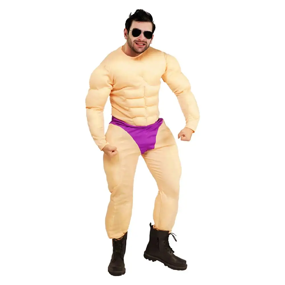 Fantasia homens musculosos Cosplay Traje, Macacão muscular, Halloween Carnival Party Suit, Meninos Roleplay Bodysuit, Adulto e Infantil