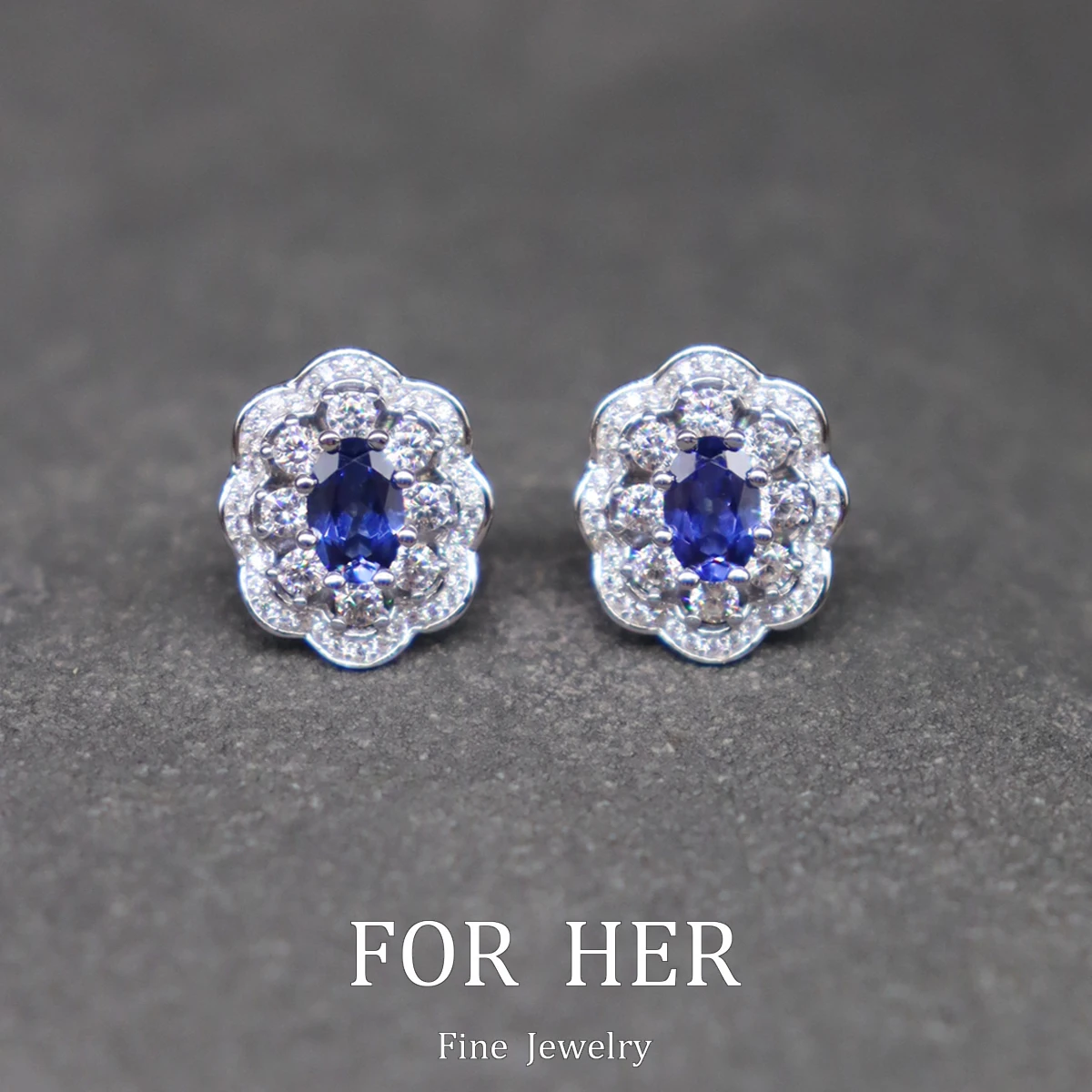 

ForHer 100% 925 Sliver Sterling Earrings Oval Cut Lab Grown Sapphire for Women Lady Wedding Party Birthday Jewelry Gift