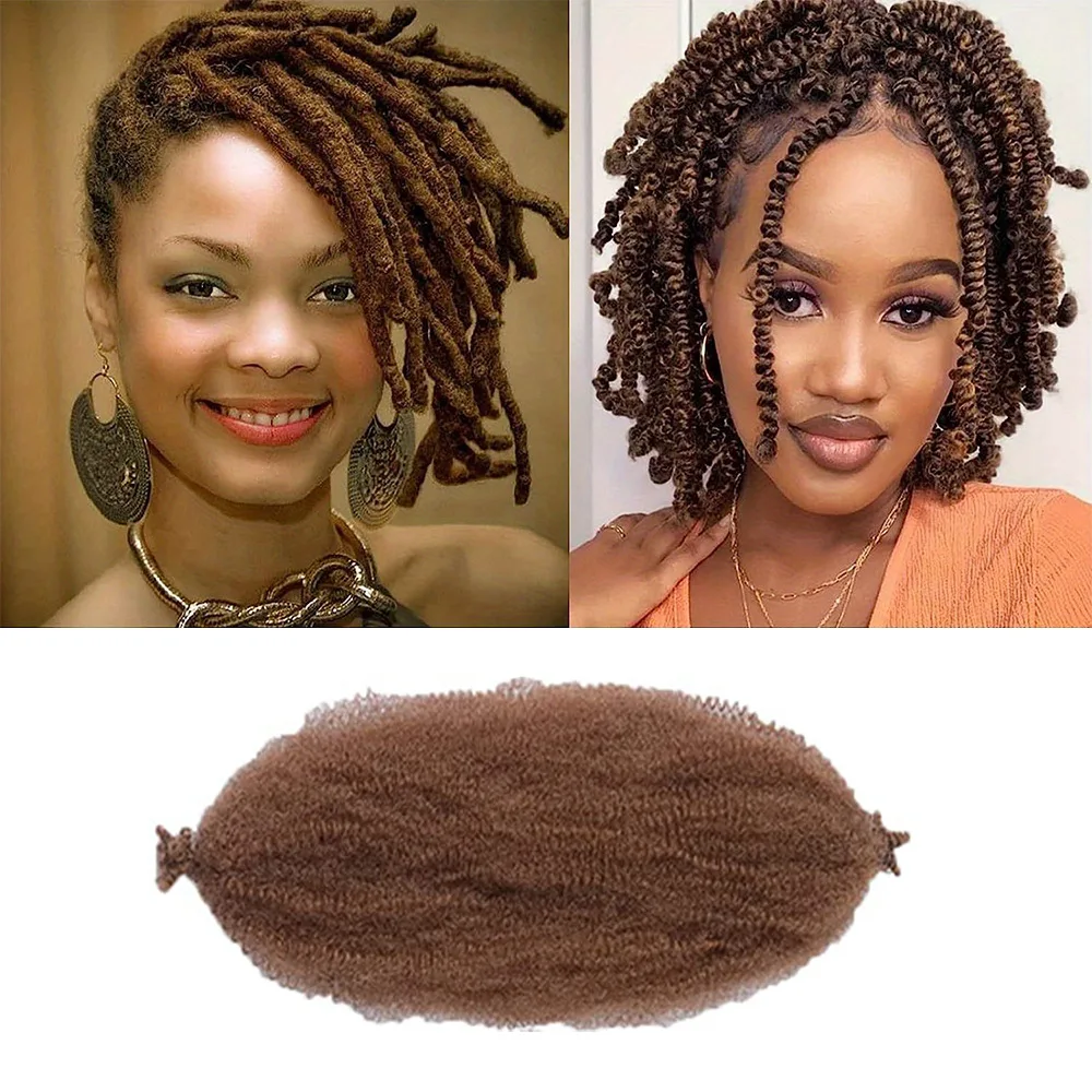 Modne sprężyste włosy typu Afro Twist 8 pasm perwersyjne doczepy ze skręcanych splecionych włosów syntetyczne, wiosenne, szydełkowe, plecione włosy