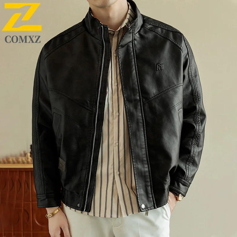

COMXZ 2025 Mens Lapel Jacket 2025 New Spring Autumn Loose Fit Workwear Style American Casual Fashion Coat Trendy Outerwear M-7XL